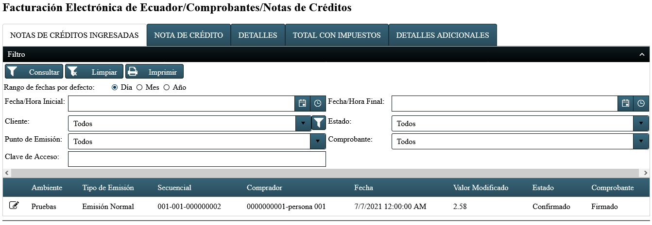 Nota de Crédito