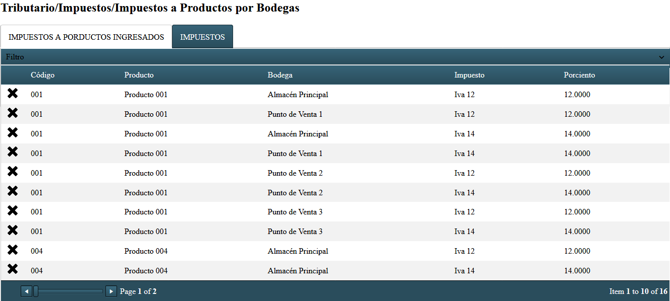 OCEN Tri Impuestos Productos